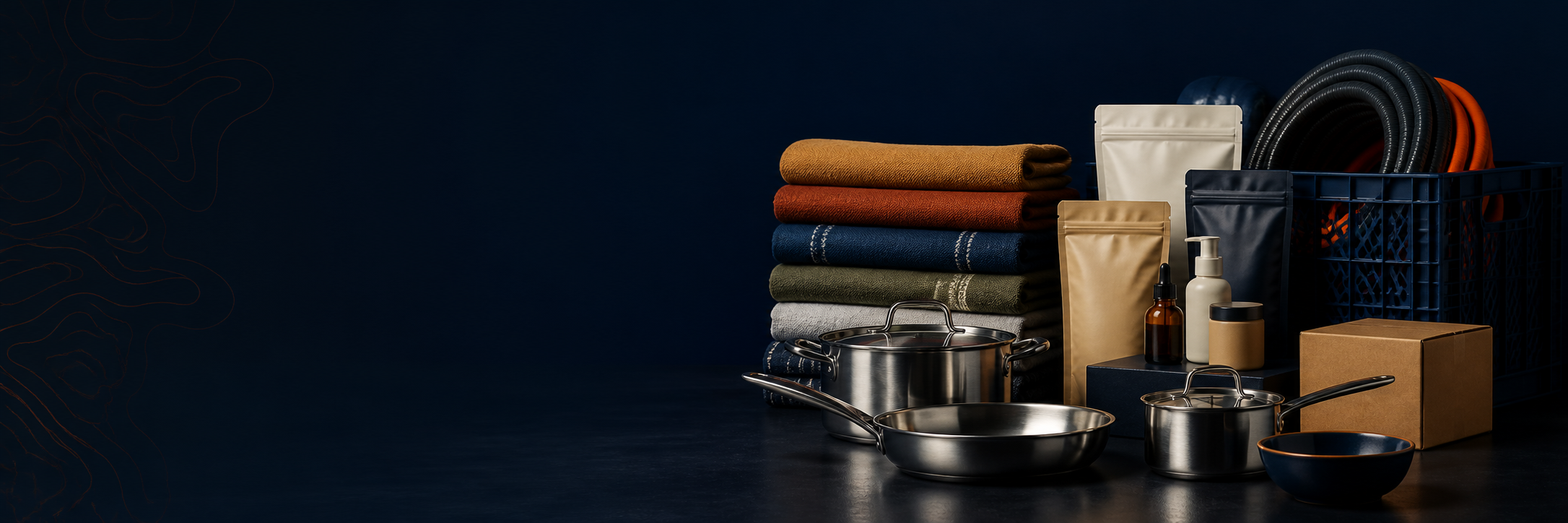 Wholesale textiles, kitchenware, packaged goods, and industrial supplies